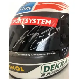 Шлем с автографами гонщиков Михаэля Шумахера и Вилли Вебера, белый мрамор